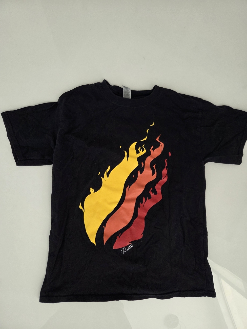 Kids PRESTON Fire Black Graphic Flame T-Shirt